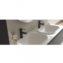 Set mobilier suspendat si lavoar Kolpasan, Pandora, 150 cm, black stone