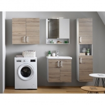 Set mobilier suspendat si lavoar Kolpasan, Evelin, 65 cm, stejar gri
