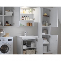 Set mobilier suspendat si lavoar Kolpasan, Evelin, 65 cm, stejar gri