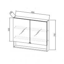 Dulap cu oglinda, Kolpasan, Evelin, 80x14x70cm, alb