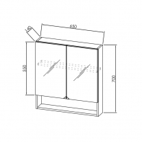 Dulap cu oglinda, Kolpasan, Evelin, 65x14x70cm, gri