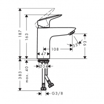 Baterie lavoar Hansgrohe, Logis 100, crom