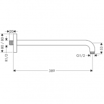 Brat de dus Hansgrohe, montaj pe perete, 38.9 cm, crom