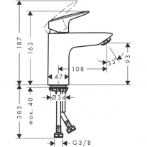 Baterie lavoar Hansgrohe, Logis 100, cu ventil, crom