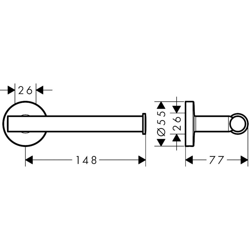 Porthartie WC Hansgrohe, Logis Universal, crom
