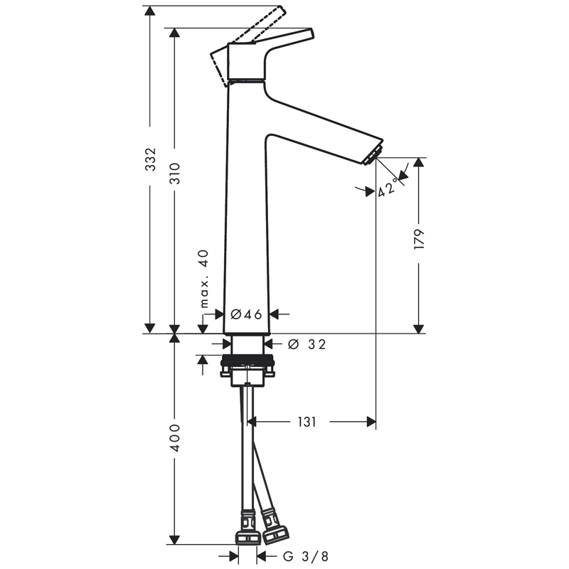Baterie lavoar Hansgrohe, Talis Select S, fara ventil, crom