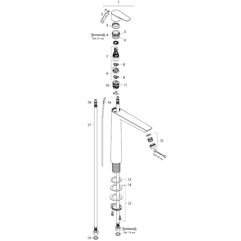 Baterie lavoar cu ventil, Hansgrohe, Talis E 240, Crom