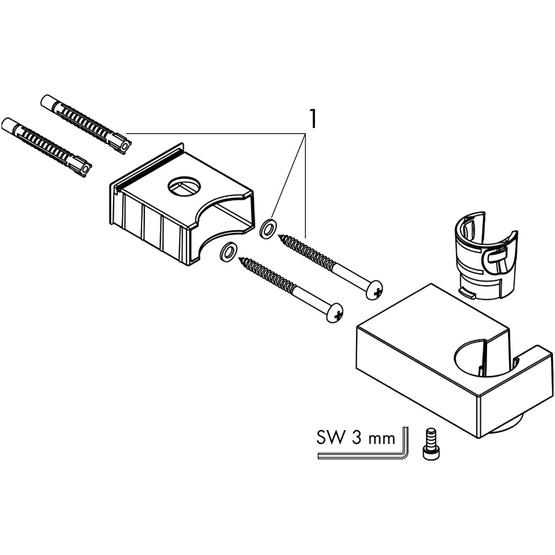 Suport de dus Hansgrohe, Porter E, Negru mat
