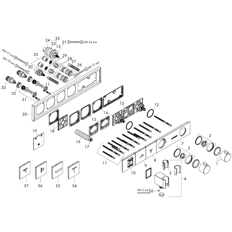 Baterie cu termostatat Hansgrohe, RainSelect, cu 2 functii, cu suport pentru para de dus, crom