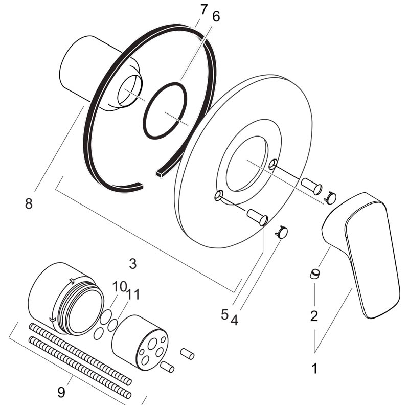 Set baterie dus si corp incastrat, Hansgrohe, Logis, Crom