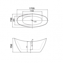 Cada freestanding Florida, Flora, cu instalatie, 173.5 cm