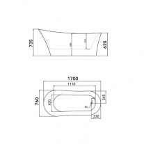 Cada freestanding Florida, Galateia, cu instalatie, 170 cm