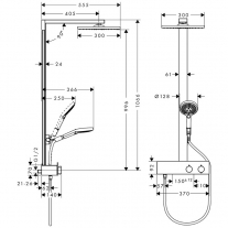 Coloana de dus cu termostat Hansgrohe, Raindance E300, crom