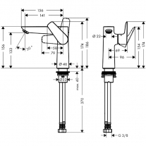 Baterie lavoar fara ventil, Hansgrohe, Talis E 150, Crom
