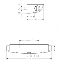 Baterie de dus termostatata, Hansgrohe, Ecostat Select, Cu polita de sticla securizata, Crom