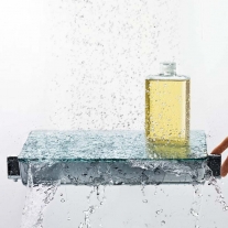 Baterie de dus termostatata, Hansgrohe, Ecostat Select, Cu polita de sticla securizata, Crom