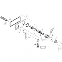 Baterie lavoar cu montaj pe perete, Pipa 22.5 cm, Hansgrohe, Talis S, Crom