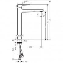 Baterie lavoar cu ventil 260, Hansgrohe, Metropol, Crom