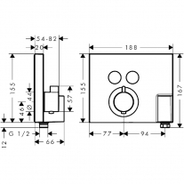Baterie cu termostatat Hansgrohe, ShowerSelect, cu 2 functii, crom