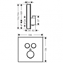 Baterie cu termostatat Hansgrohe, ShowerSelect Glass, cu 2 functii, finisaj sticla, negru/crom