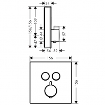 Baterie cu termostatat Hansgrohe, ShowerSelect Glass, cu 2 functii, finisaj sticla, alb/crom