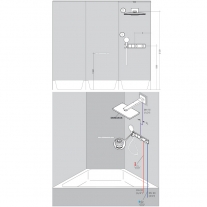 Baterie cu termostatat Hansgrohe, RainSelect, cu 2 functii, cu suport pentru para de dus, crom