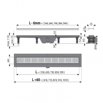 Rigola pentru dus Simple, Alcaplast, 650mm