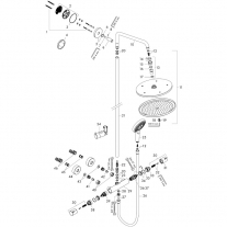 Coloana de dus negru mat, cu baterie termostatata, Hansgrohe, Croma Select S, cu bara si suport dus