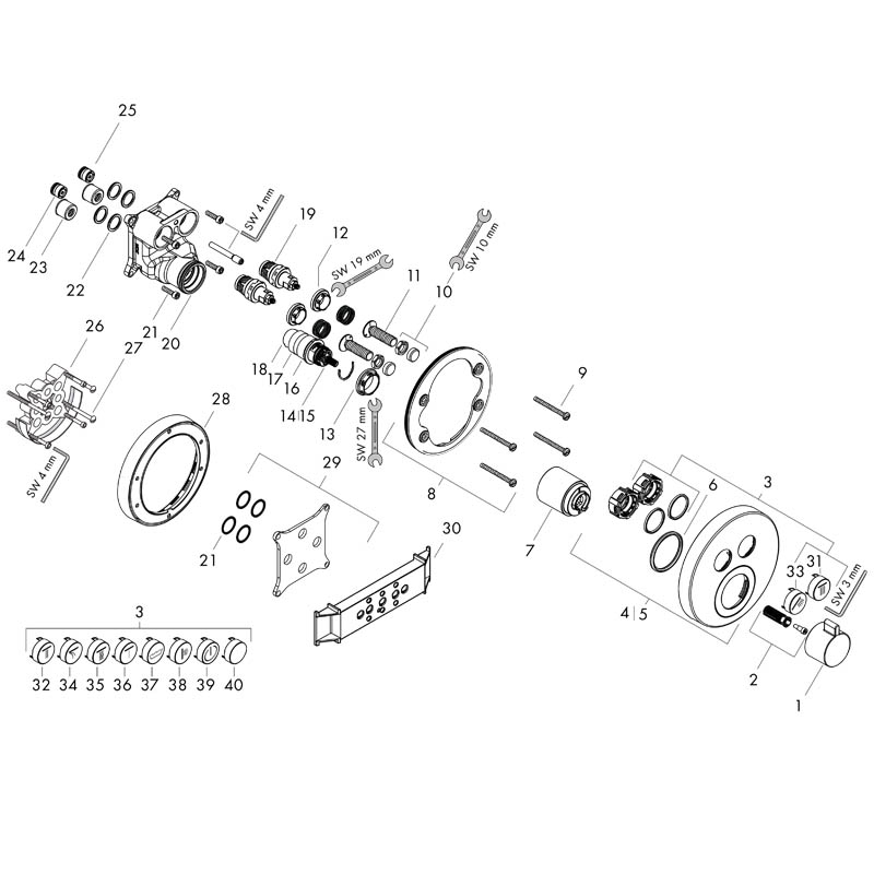 Baterie cu termostat Hansgrohe, ShowerSelect S, cu 2 functii, negru mat