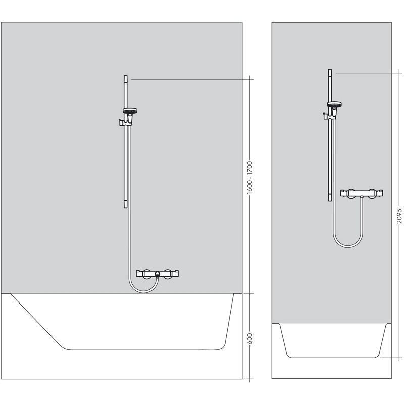 Set de dus cu bara 65 cm Hansgrohe, Raindance Select E, crom