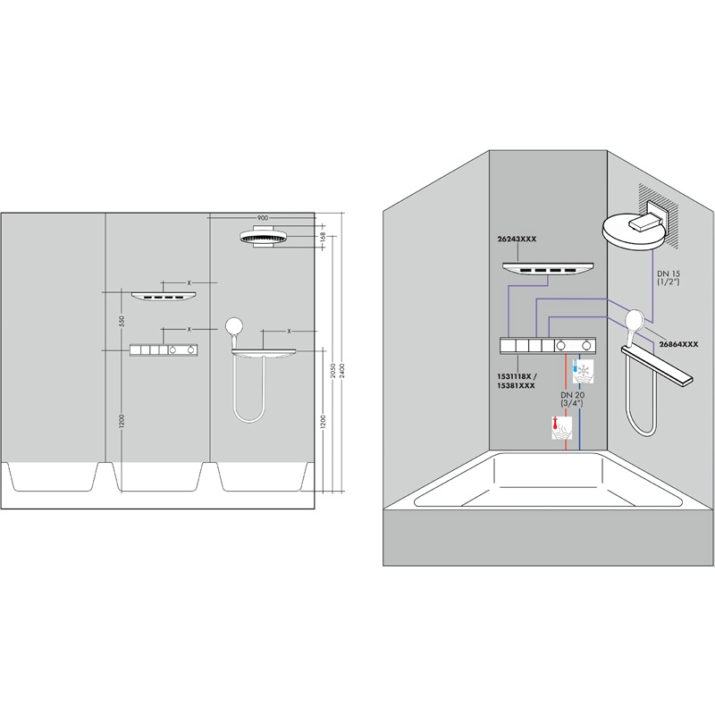 Palarie de dus fix Hansgrohe, Rainfinity 360, 1 jet, crom