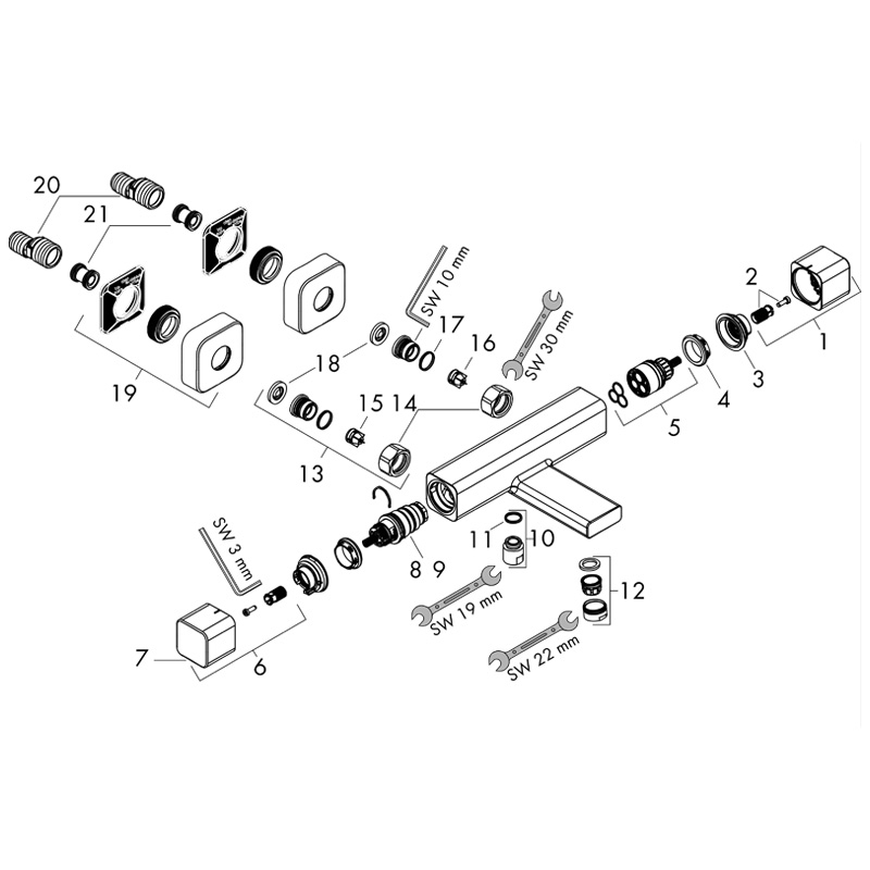 Baterie cada dus Hansgrohe, Ecostat E, termostatata, crom