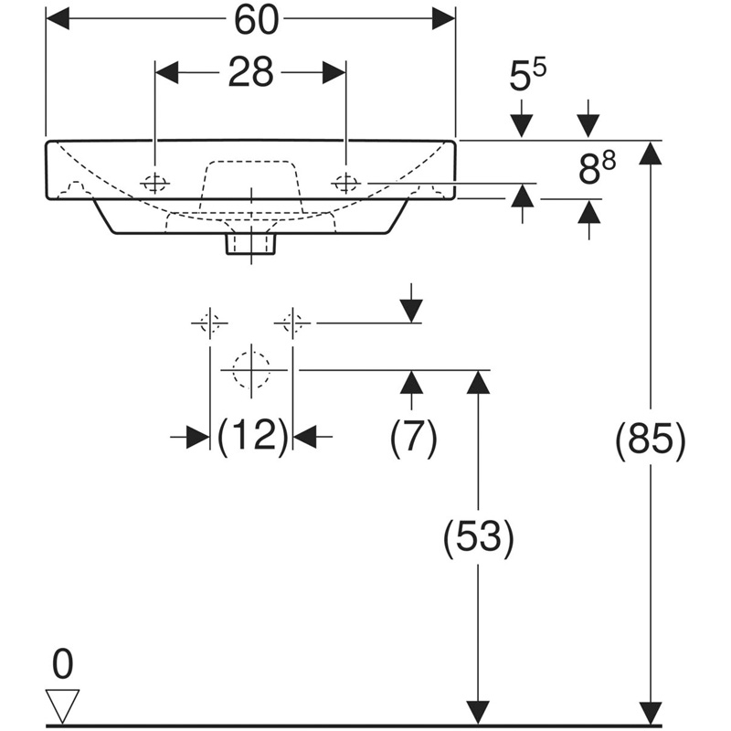 Lavoar Geberit, Smyle Square, 60 cm, alb
