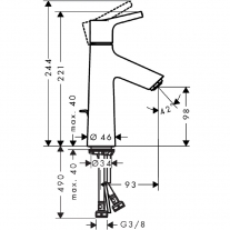 Baterie lavoar cu ventil, Hansgrohe, Talis S 100, Crom
