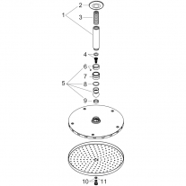 Palarie de dus fix cu brat Hansgrohe, Raindance S, montaj pe tavan, crom