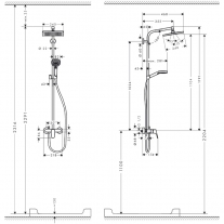 Set de dus Hansgrohe, Crometta E 240, cu palarie, para si baterie de dus, crom