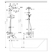 Set de dus Hansgrohe, Crometta E 240, cu palarie, para de dus si baterie de cada, crom