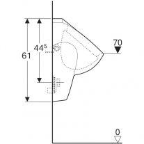 Pisoar Geberit, Selnova, alimentare de sus, alb