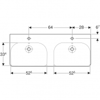 Lavoar dublu Geberit, Smyle Square, 120 cm, alb