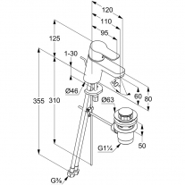 Baterie lavoar Kludi, Pure & Easy, cu ventil, 6 cm, crom