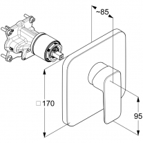 Baterie de dus incastrata, Kludi, Pure & Style, crom