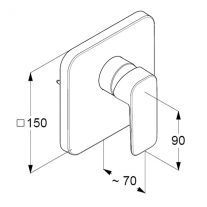 Baterie dus, Kludi, Pure & Style, monocomanda, crom