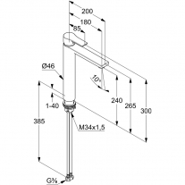Baterie lavoar, Kludi, Zenta SL 240, inalta, crom