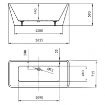Cada Freestanding, Cersanit, Crea, dreptunghiulara, alb