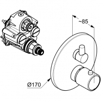 Baterie incastrata cada-dus, Kludi, Zenta, termostatata, crom