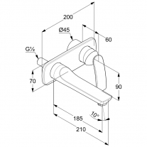 Baterie lavoar, Kludi, Balance, partea vizibila, crom