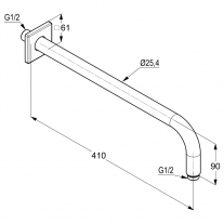 Brat de dus, Kludi, A-QA, cu rozeta patrata, lungime = 40 cm, crom