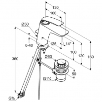 Baterie lavoar, Kludi, Balance 100, cu ventil, negru mat