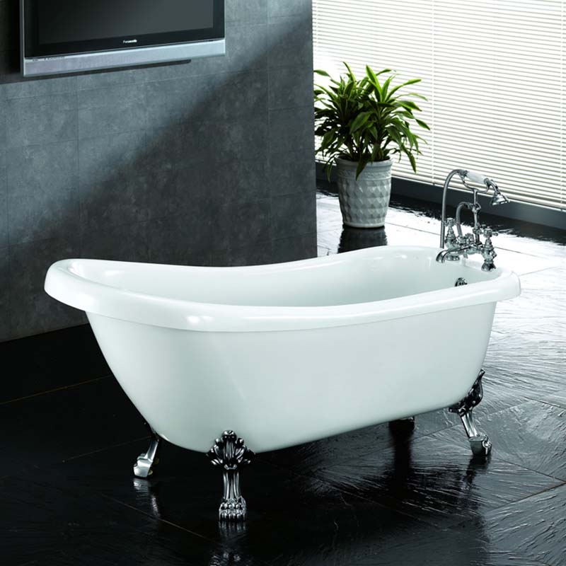 Cada freestanding Florida, Venus 155, ovala, cu instalatie completa, retro, alb