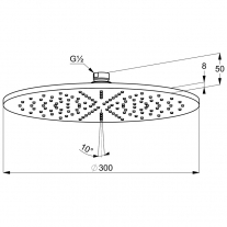 Palarie de dus, Kludi, A-QA, rotunda, diametrul de 30 cm, negru mat